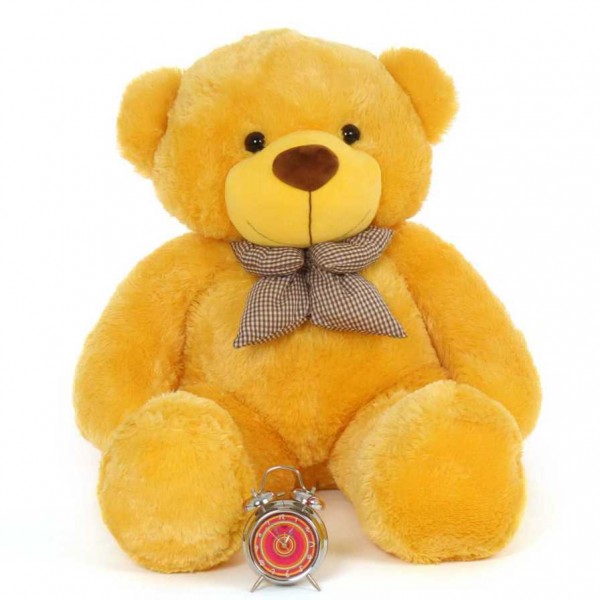 4 Feet Yellow Big Teddy Bear with a Bow